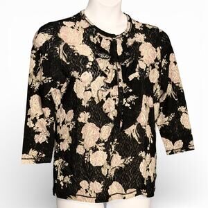 Vintage Y2K Ralph Lauren Jeans Co Lace Floral Ruffle Top XL Cottagecore Blouse